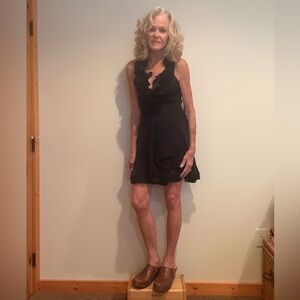 bebe Black Ruffled Mini Dress